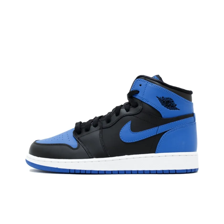Jordan Air Jordan 1 Ретро Черный Королевский Синий Нижняя Юбка Резистентный Высокий Топ Детские Баскетбольные Кроссовки Синий Черный Подростки
