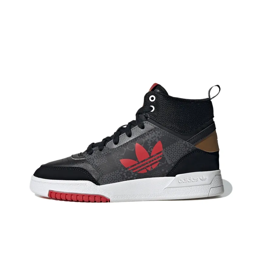 Adidas Originals Drop Step J Abrasion Resistant High Top Skateboard Shoes Black Red Teenagers