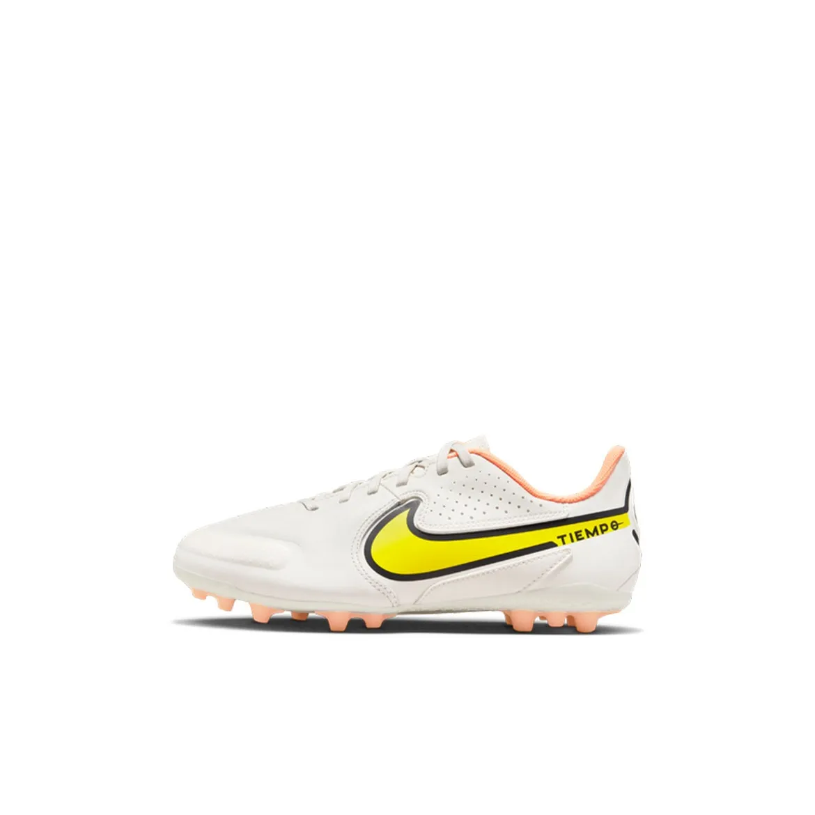 Nike Tiempo Legend 9 ACADEMY AG Противоскользящий Устойчивый к истиранию Низкий Топ Детская футбольная обувь Бежево-желтая Детская