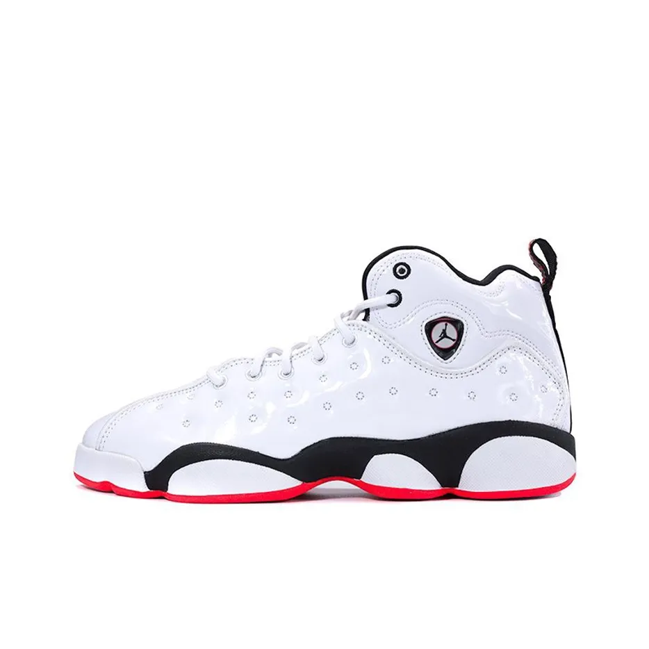 Jordan Jumpman Team II Slip Resistant Shock Absorbers Mid Top Children's Basketball Shoes Black White Teenagers