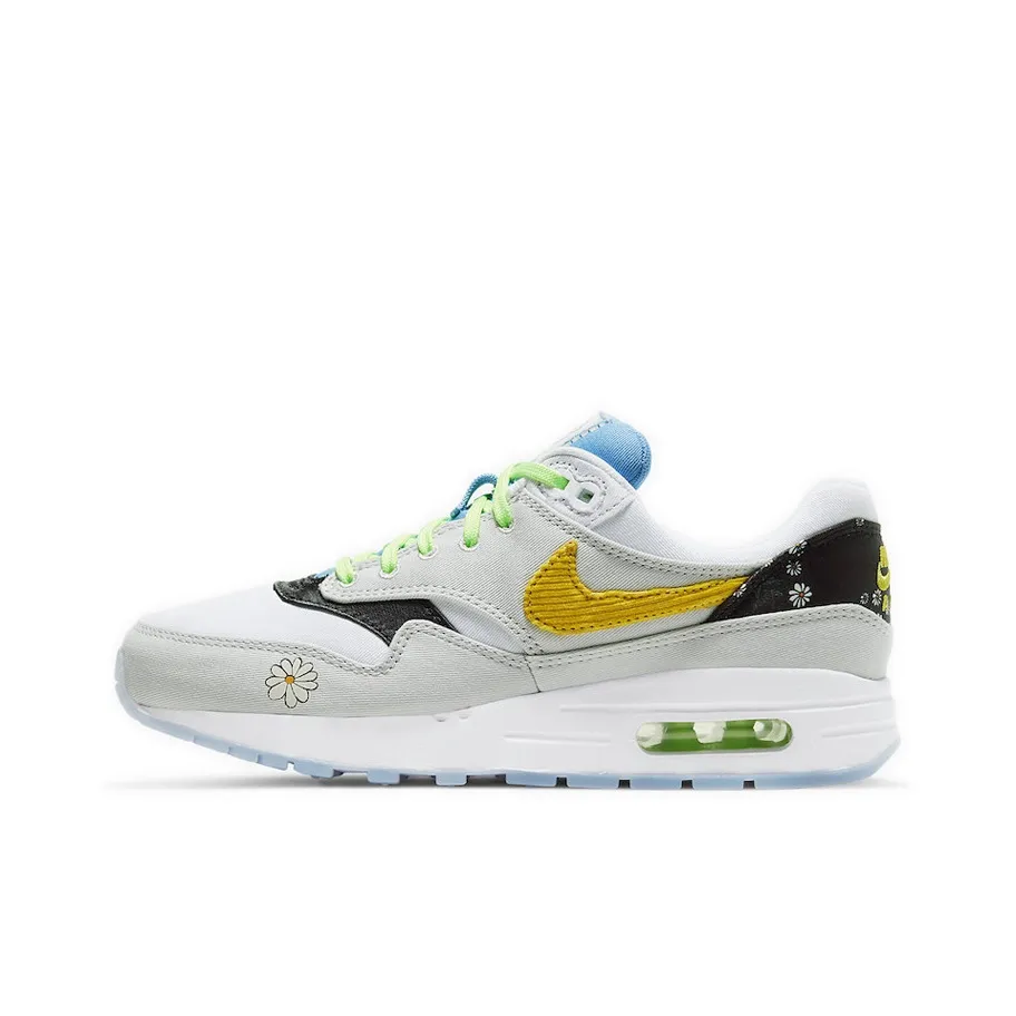 Nike Air Max 1 Daisy Pack Low Top Детские беговые кроссовки Серый Белый Желтый Подростки