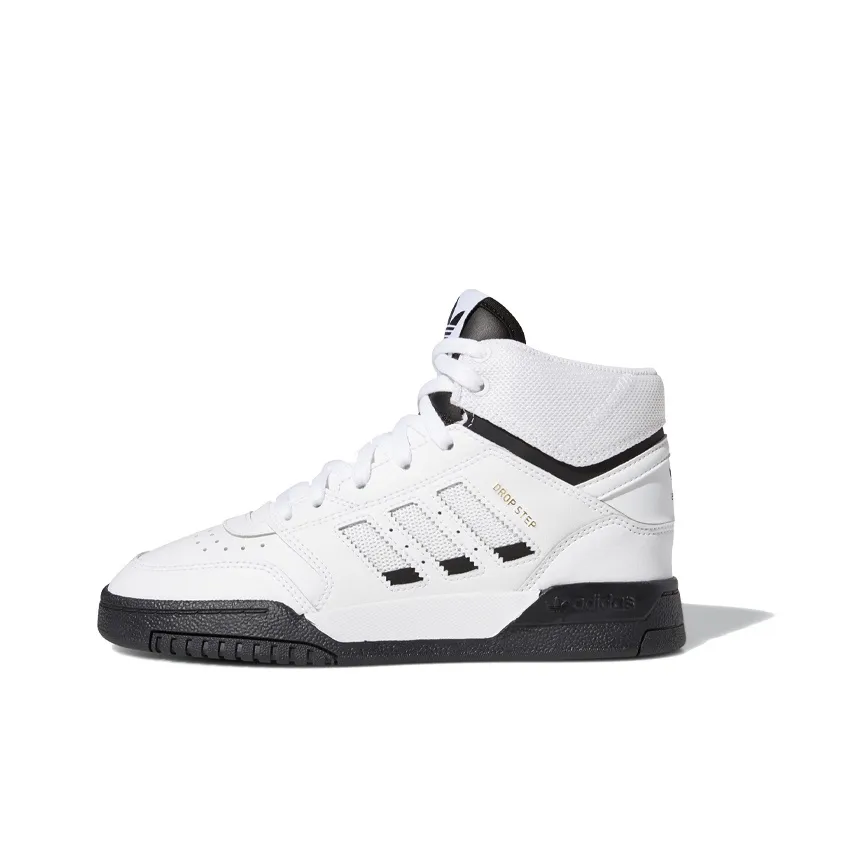 Adidas Originals Drop Step J High Top Kids' Skateboarding Shoes White Black
