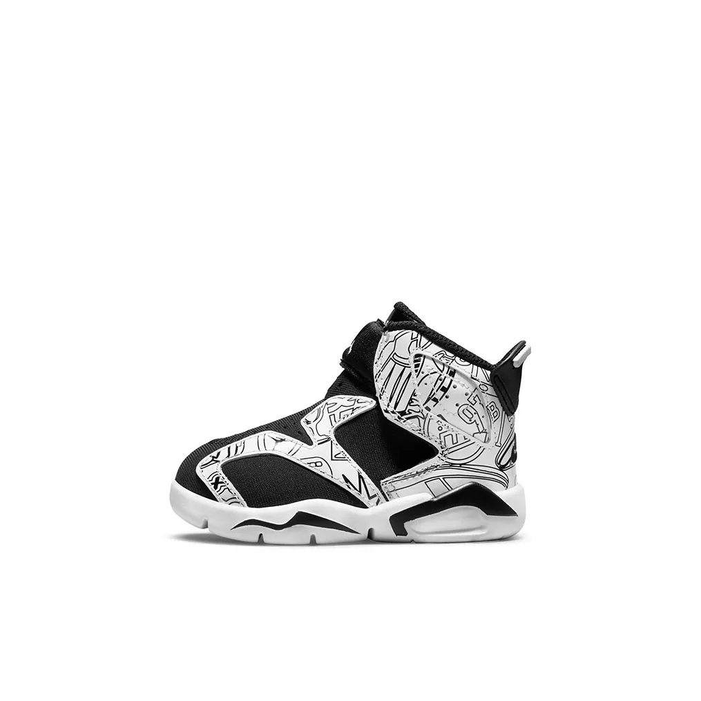 Jordan Air Jordan 6 Ретро Little Flex SE High Топ Обувь для малышей Черно-белая панда Граффити Infant And Toddler