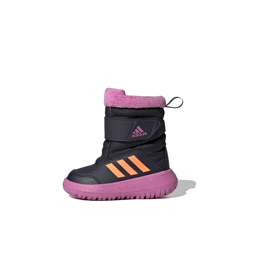 Adidas WINTERPLAY противоскользящие устойчивые к истиранию термические высокие кеды для малышей черного и фиолетового цвета для младенцев и малышей