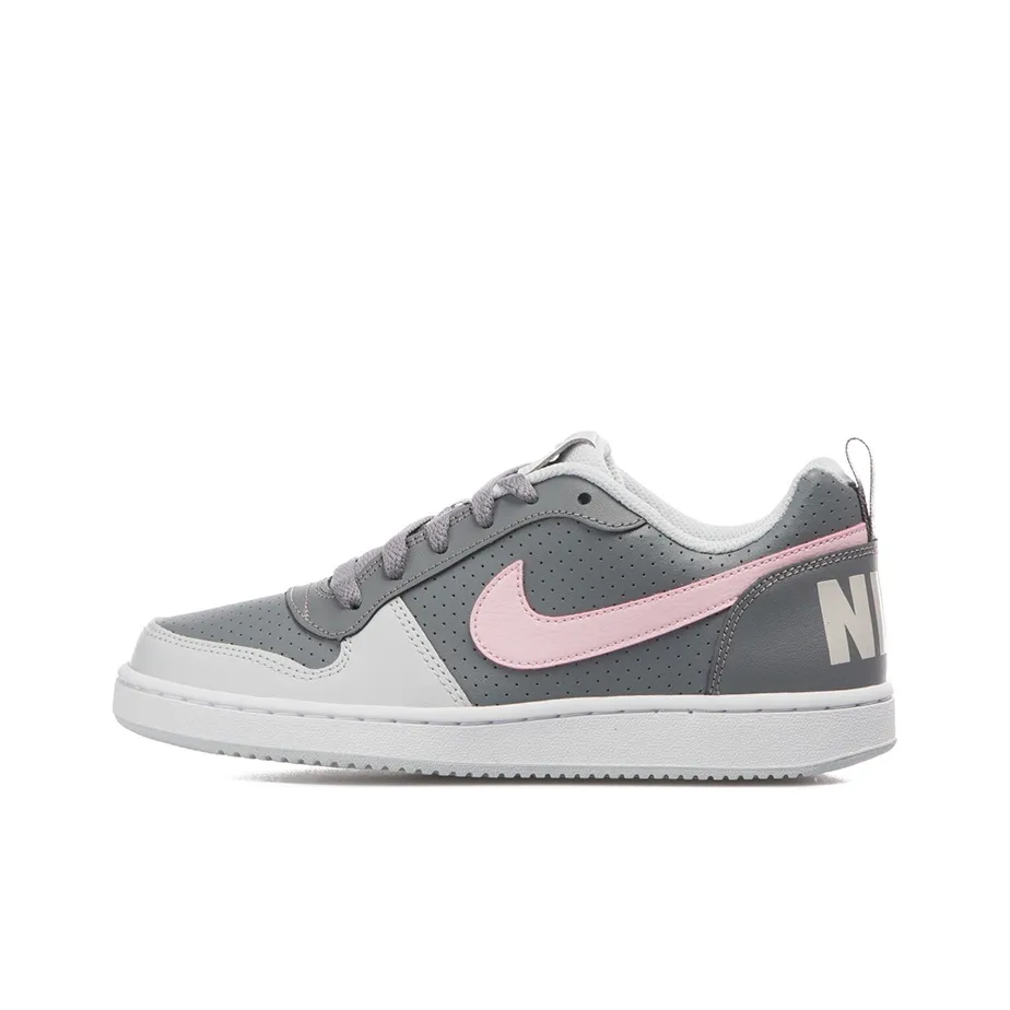 Nike Court Borough Low Anti Slip Wear Resistant Low Top Kids' Skateboarding Shoes Gray Pink Teenagers