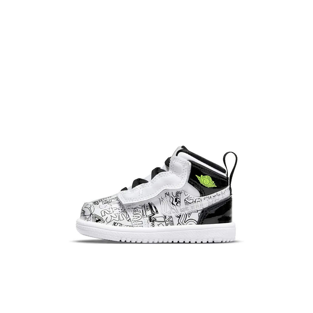 Jordan Air Jordan 1 MID Топ Обувь для малышей Белый черный Infant And Toddler