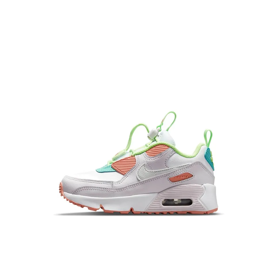 Nike Air Max 90 Toggle Low Топ Беговые кроссовки Белый зеленый оранжевый для детей 3-7 лет