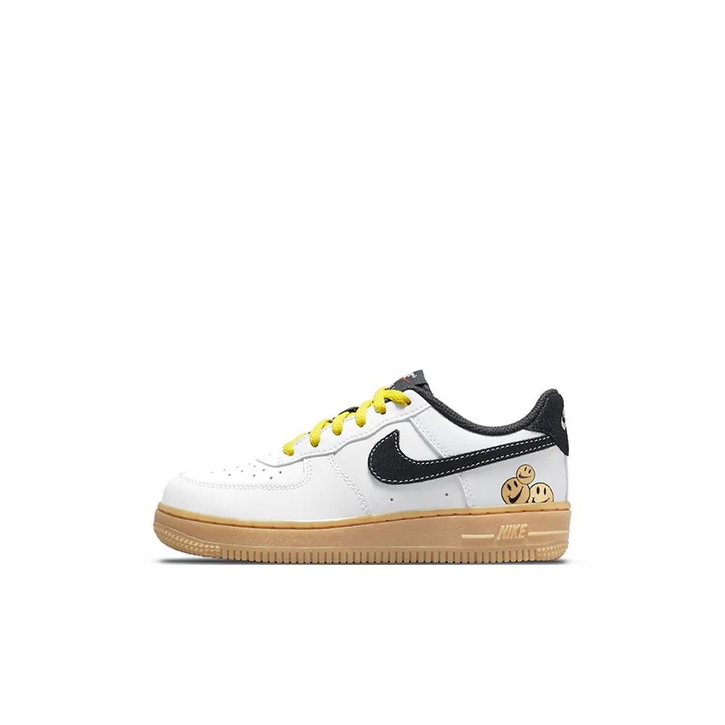 Nike Air FORCE 1 Устойчивые к истиранию Низкие Кроссовки для скейтбординга Белый Черный Для детей 3-7 лет