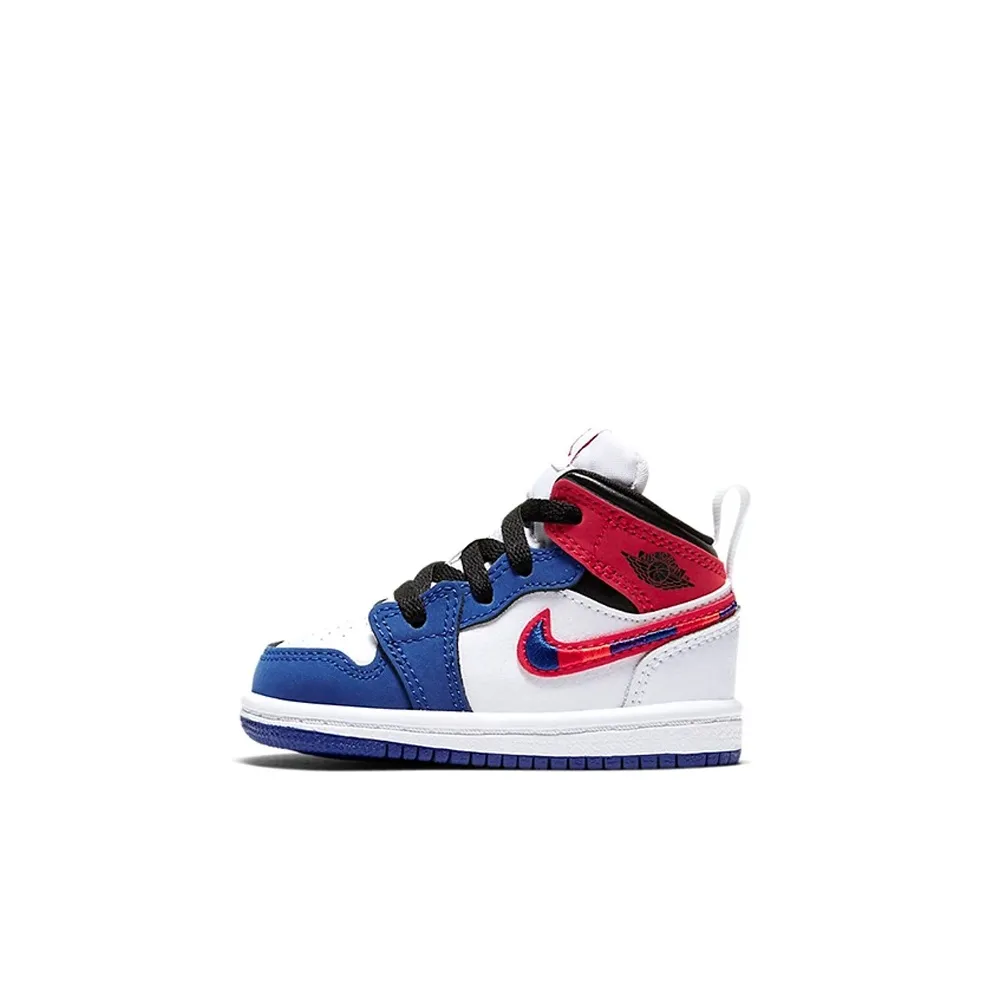 Jordan Air Jordan 1 Нижняя юбка Резистентные амортизаторы MID Топ Обувь для малышей Белый синий красный Infant And Toddler