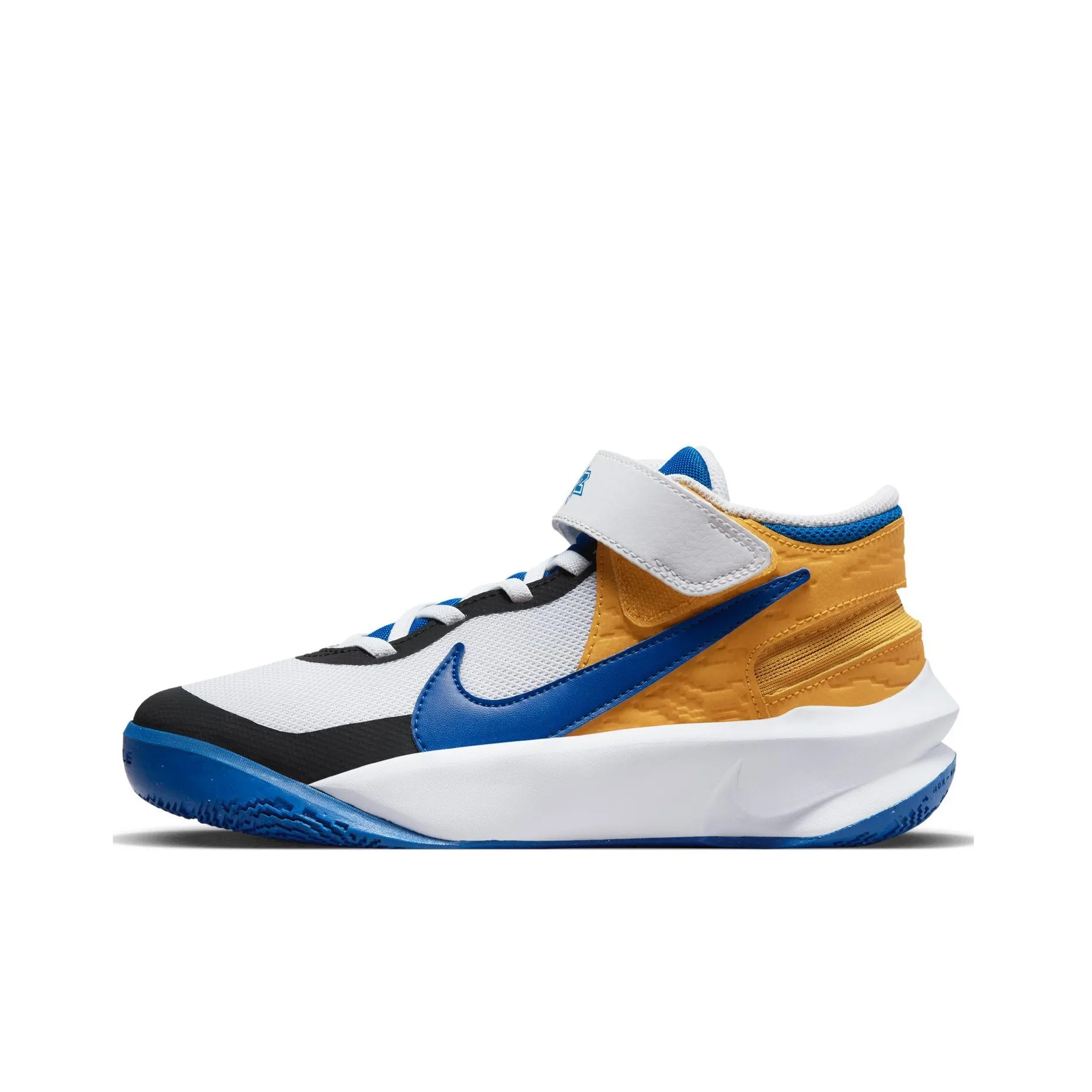 Nike Team Hustle D 10 Flyease Breathable Support Mid Top Children's Basketball Shoes White Blue
