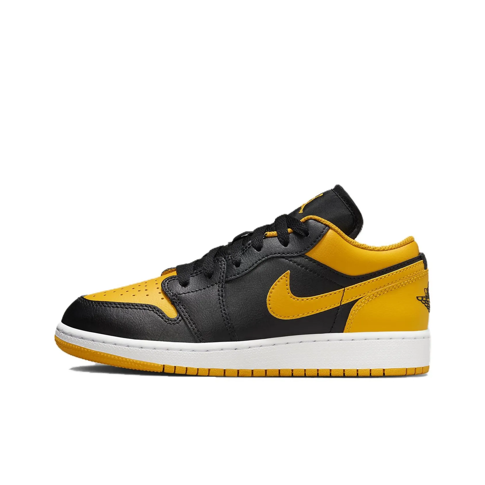 Jordan Air Jordan 1 Low Противоскользящий Устойчивый к истиранию Низкий Топ Детские Баскетбольные Кроссовки Черный Желтый