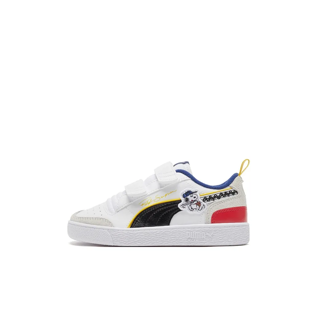 Peanuts X PUMA Ralph Sampson V Low Топ Детские Скейтбординги Белый синий желтый Children Возраст 3-7 лет