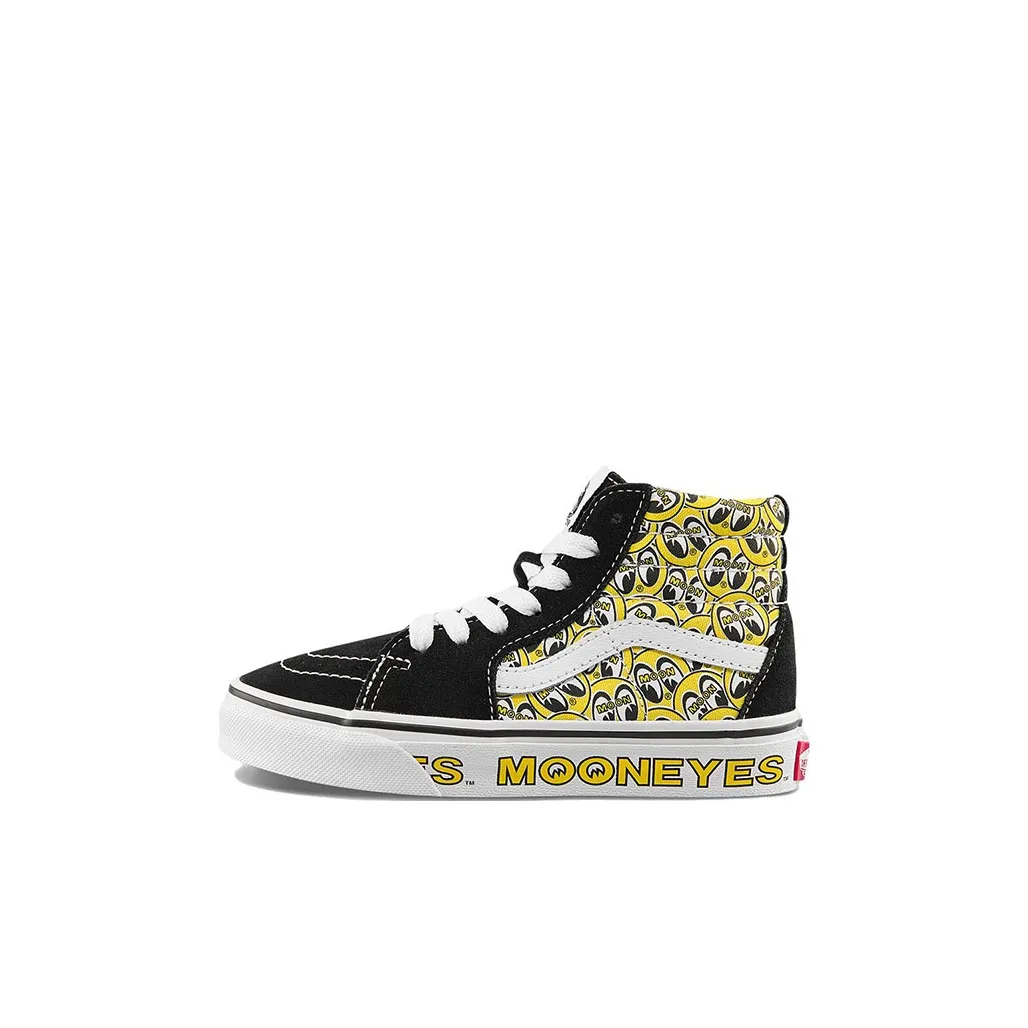Mooneyes x VANS SK8 High Топ Скейтборд Кроссовки Черный Белый Желтый Для детей 3-7 лет