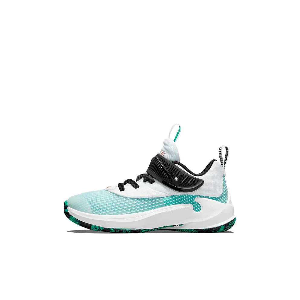 Nike Freak 3 Alphabet Brother Low Top Performance Basketball Shoes White Emerald Green Children Aged 3 7 Years Old