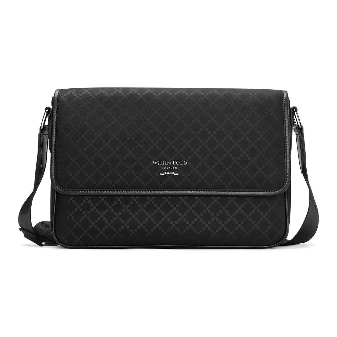WilliamPOLO Ткань Курьерская Сумка Сумка через плечо Стандартная Мужская Черная