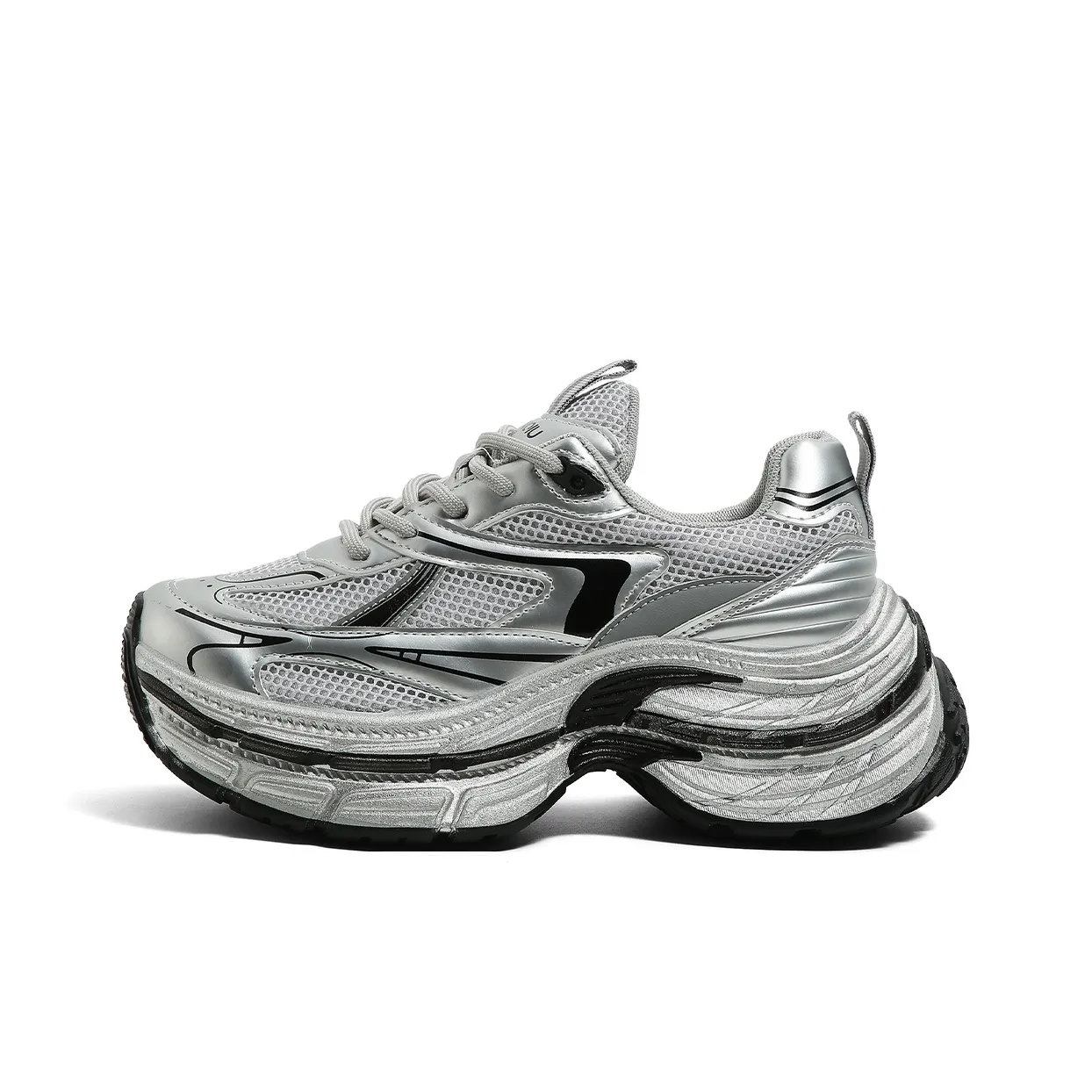 HUANQIU Height Increasing Abrasion Resistant Slip Resistant Low Top Chunky Sneakers Women's