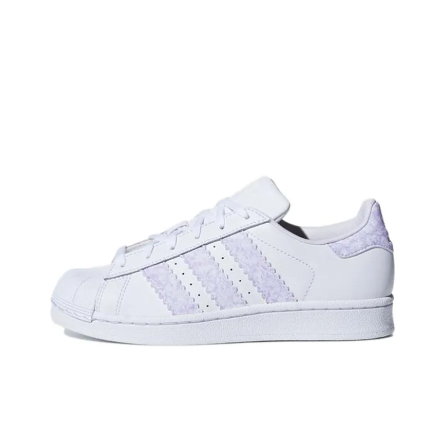 Adidas Originals SUPERSTAR J Abrasion Resistant Low Top Skateboard Shoes White Purple