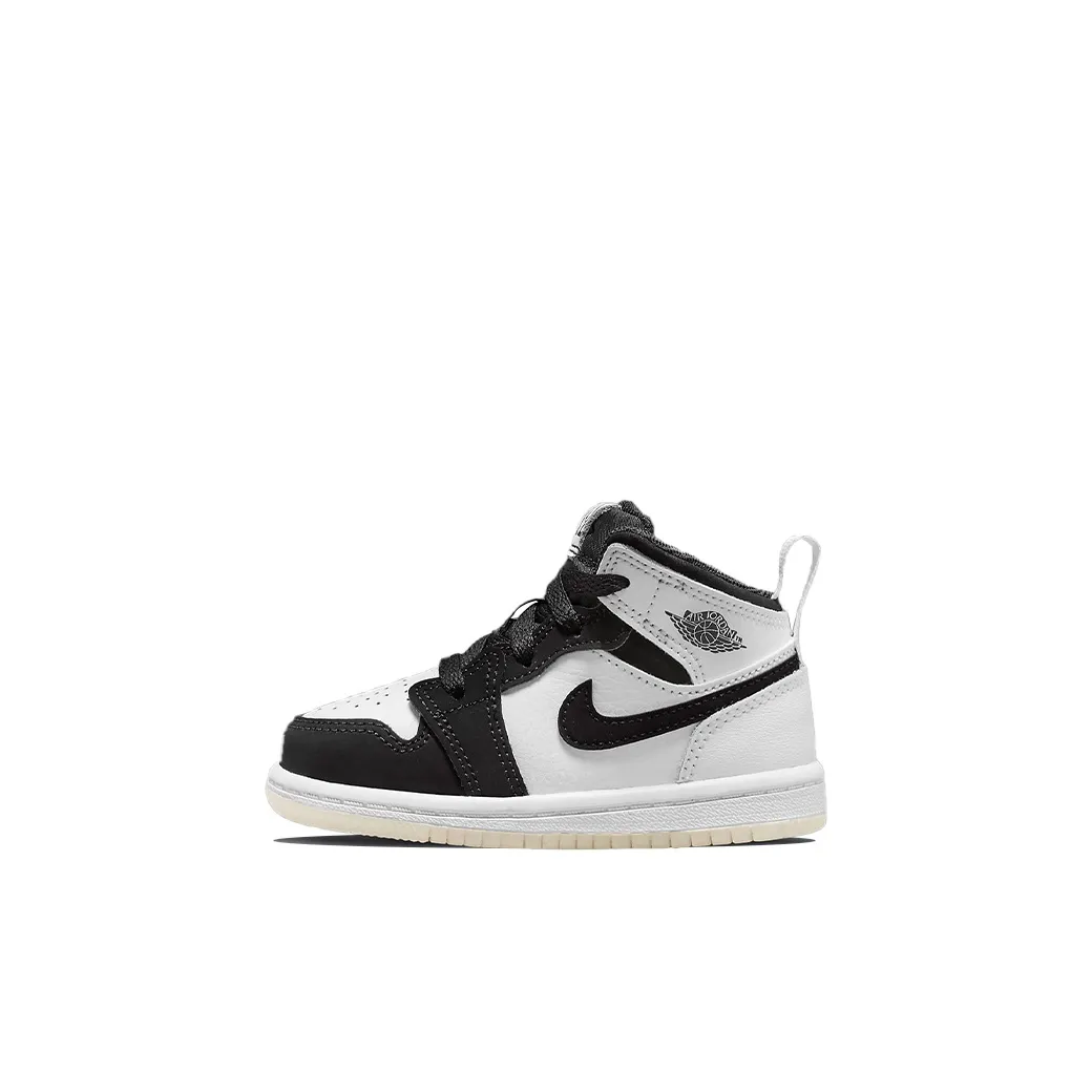 Jordan Air Jordan 1 MID 'Ромб' MID Топ Обувь для малышей Белый черный Infant And Toddler