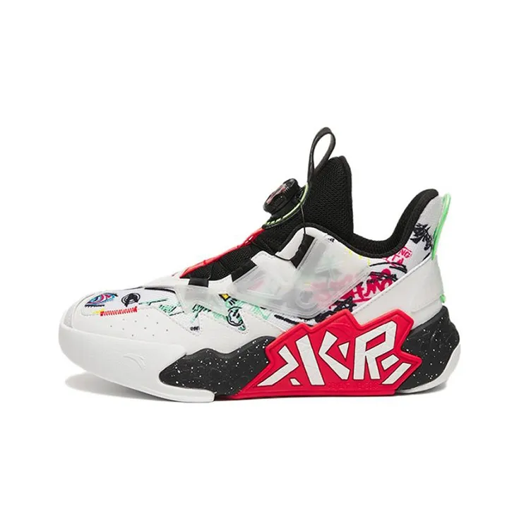 Antakids Cement Busters Амортизация Износостойкий MID Топ Баскетбольные кроссовки для игры Белый и красный Подростки