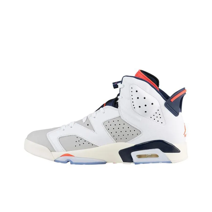 Jordan Air Jordan 6 Устойчивый к истиранию MID Топ Детские Баскетбольные кроссовки Белый