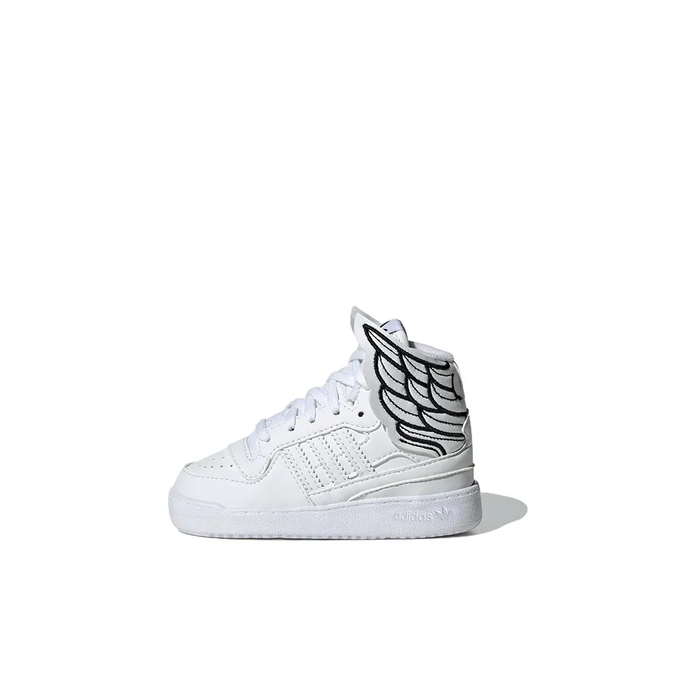 Adidas Originals FORUM High Wings 4,0 Wings Устойчивые к истиранию Высокий Топ Скейтборд Кроссовки Белый Черный Для малышей и детей дошкольного возраста