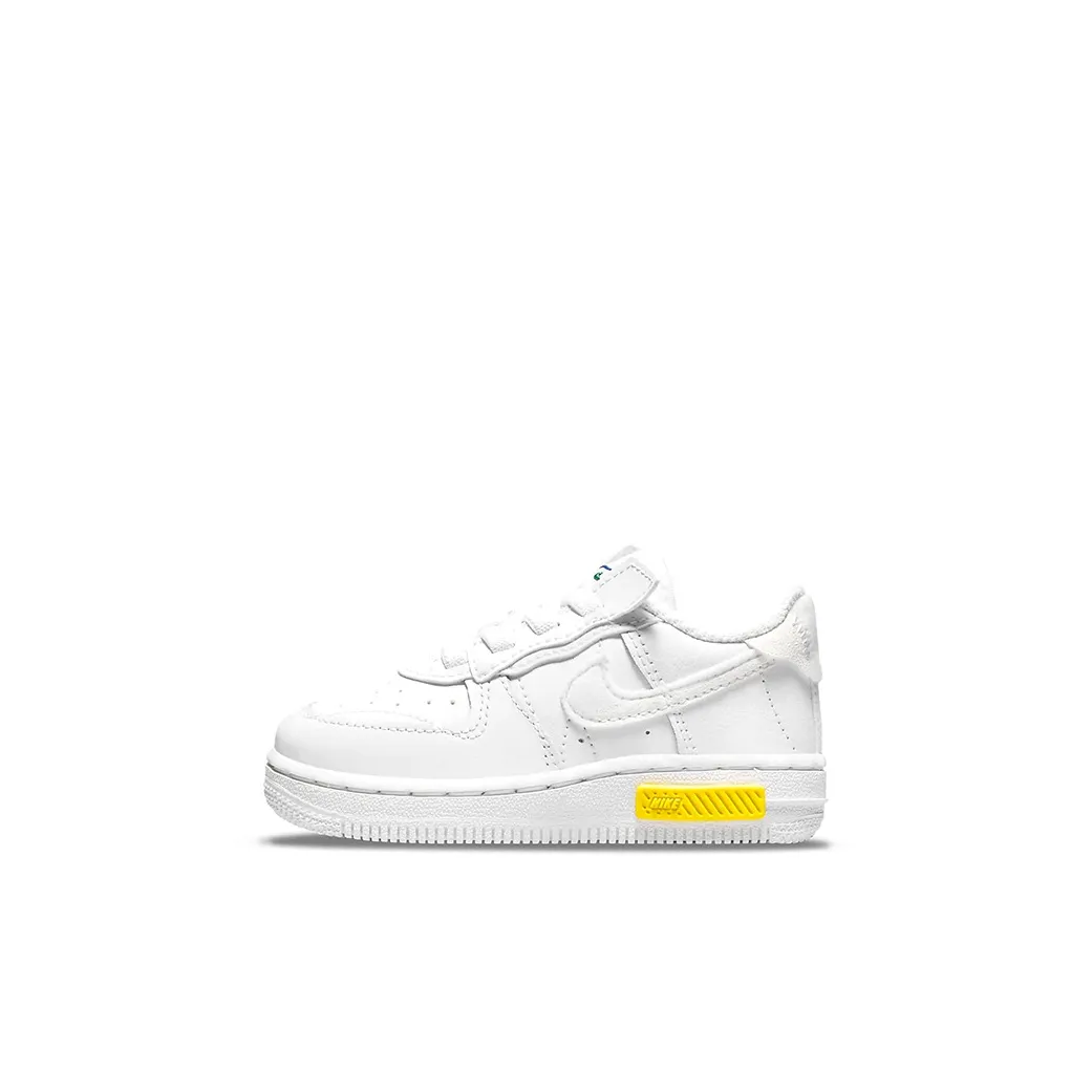 Nike Air FORCE 1 Fontanka Устойчивые к истиранию Низкие Кроссовки для скейтбординга Белый Желтый Для малышей и детей