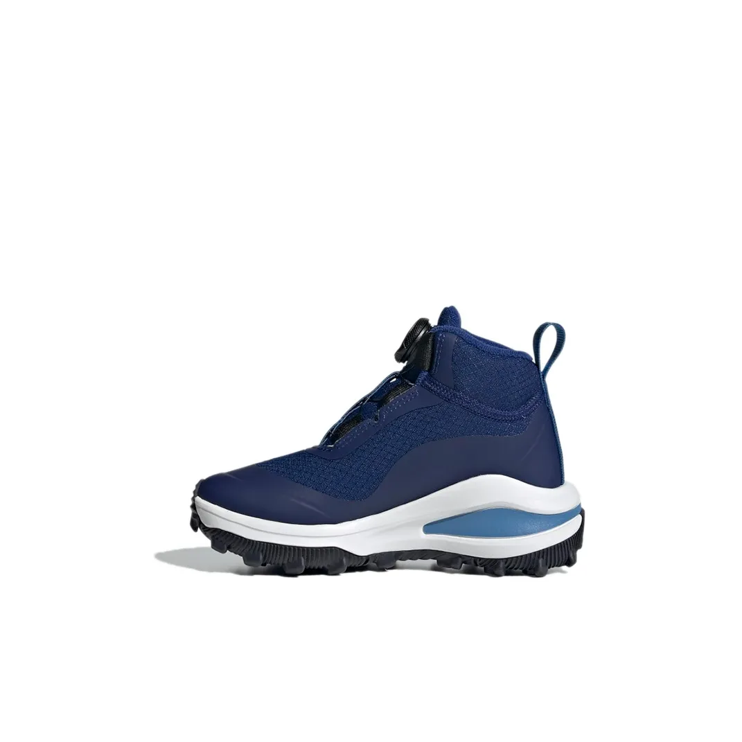 Adidas Fortarun Freelock All Terrain K Противоскользящий Устойчивый к истиранию Высокий Топ Детская Беговая Обувь Индиго Детская