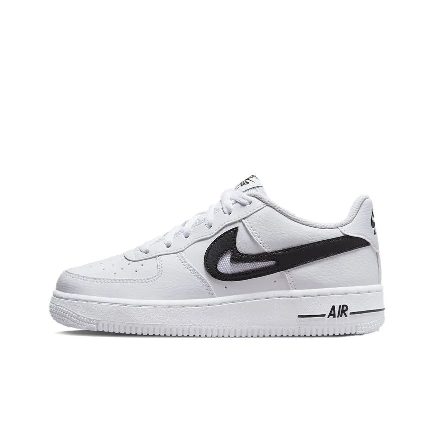 Nike Air Force 1 Low Cut Out Swoosh White Black GS