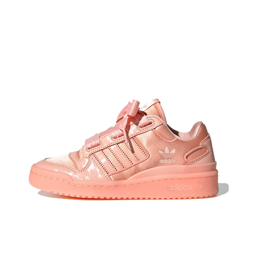 Adidas Originals FORUM Satin Low J Low Top Skateboard Shoes Coral Pink Teenagers