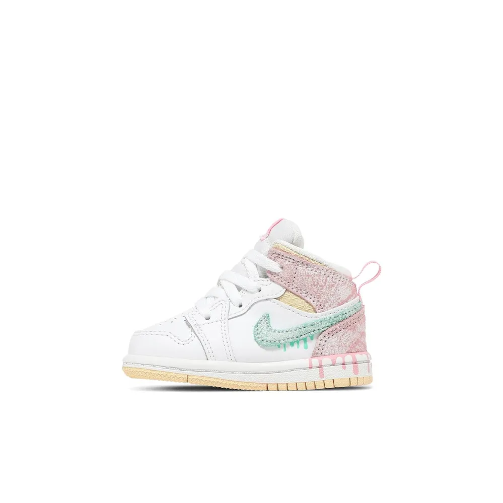 Jordan Air Jordan 1 MID SE 'Мороженое' MID Топ Обувь для малышей Бело-розовый Мороженое Infant And Toddler