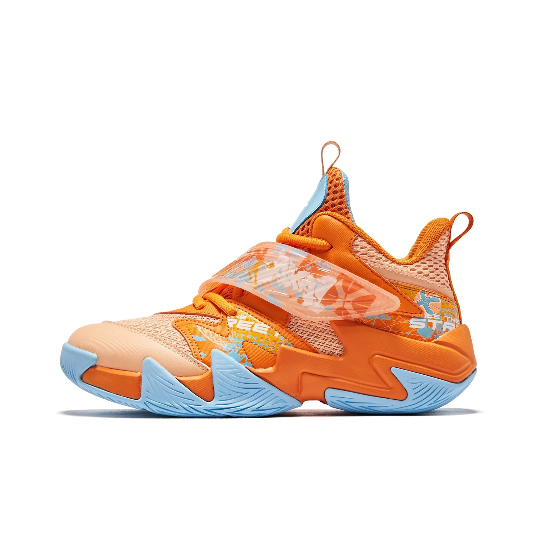 QIAODAN Противоскользящие Низкие Детские Баскетбольные Кроссовки Оранжевые Синие