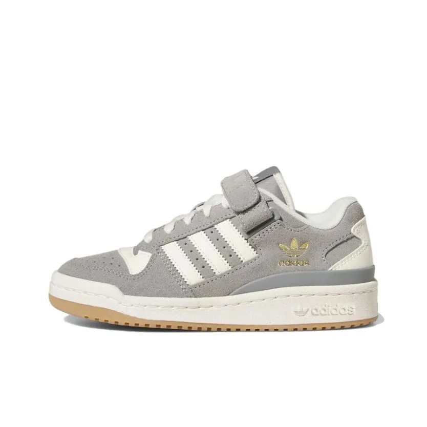 Adidas Originals FORUM J Abrasion Resistant Low Top Skateboard Shoes Gray White