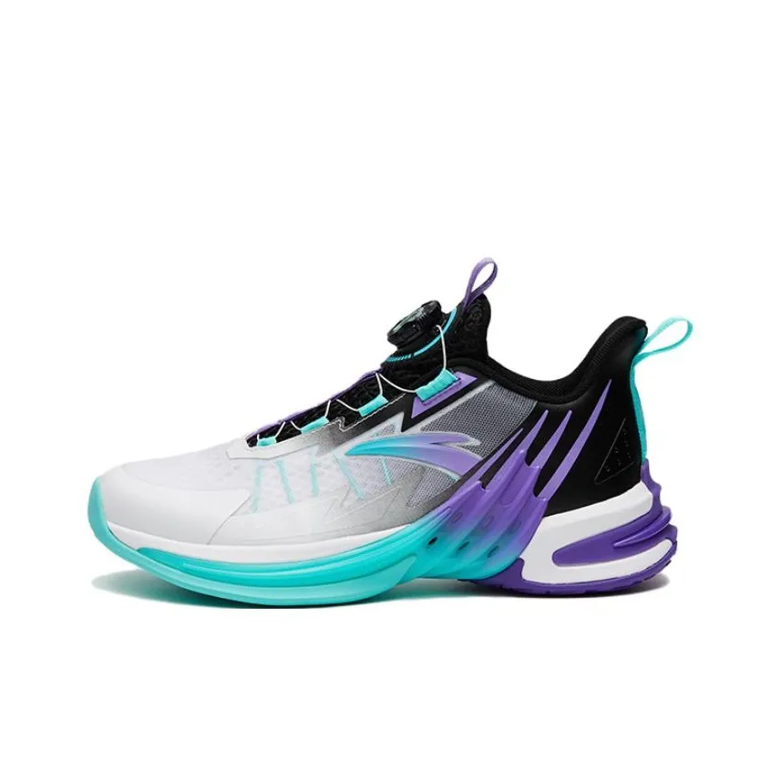 ANTA Износостойкий Дышащий MID Топ Детские Баскетбольные Кроссовки Травяной Фиолетовый Белый