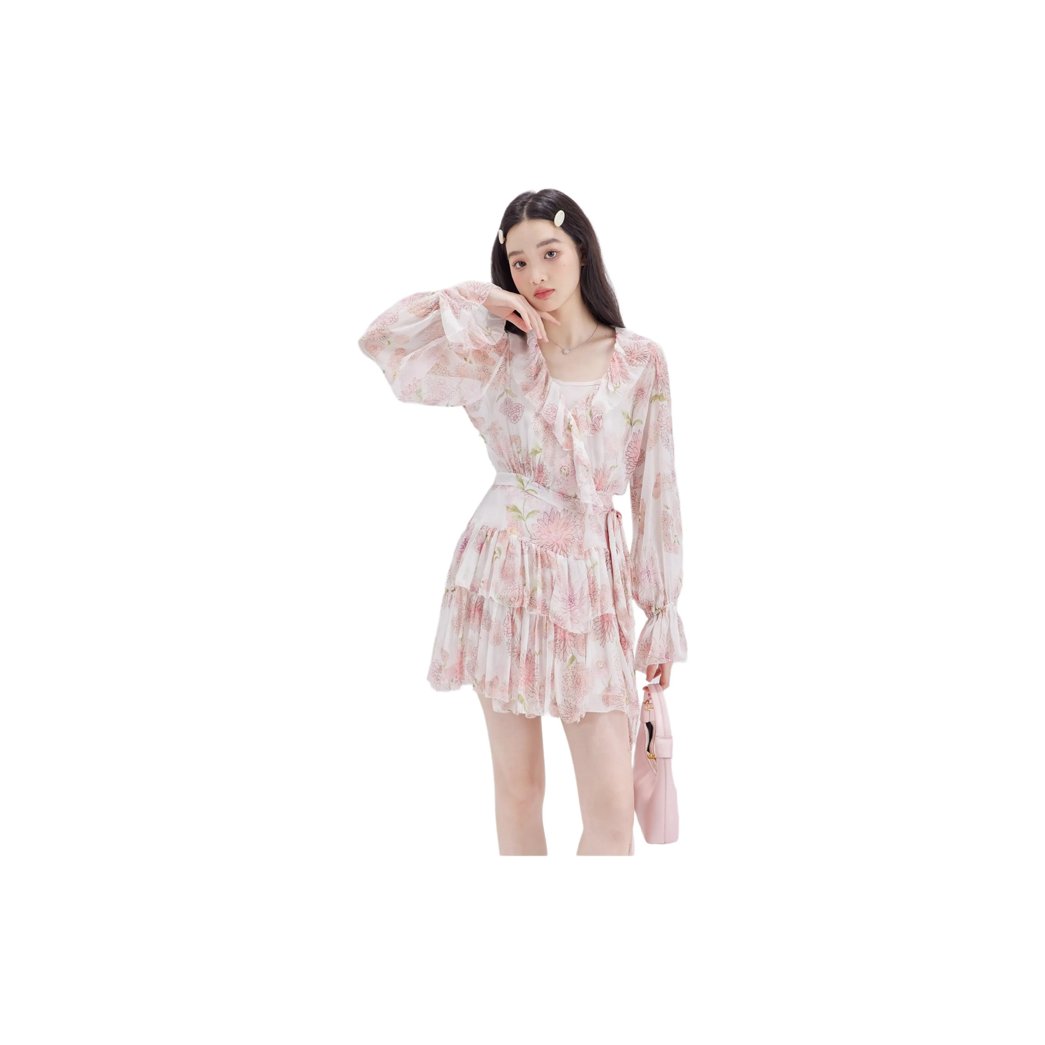 Black And White Bapestas Shoes Long-Sleeved Dresses Women's Pink