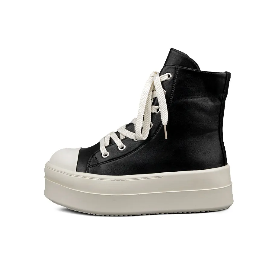 WENPU Height Increasing Wear Resistant Slip Resistant High Top Skateboard Shoes Women's Black