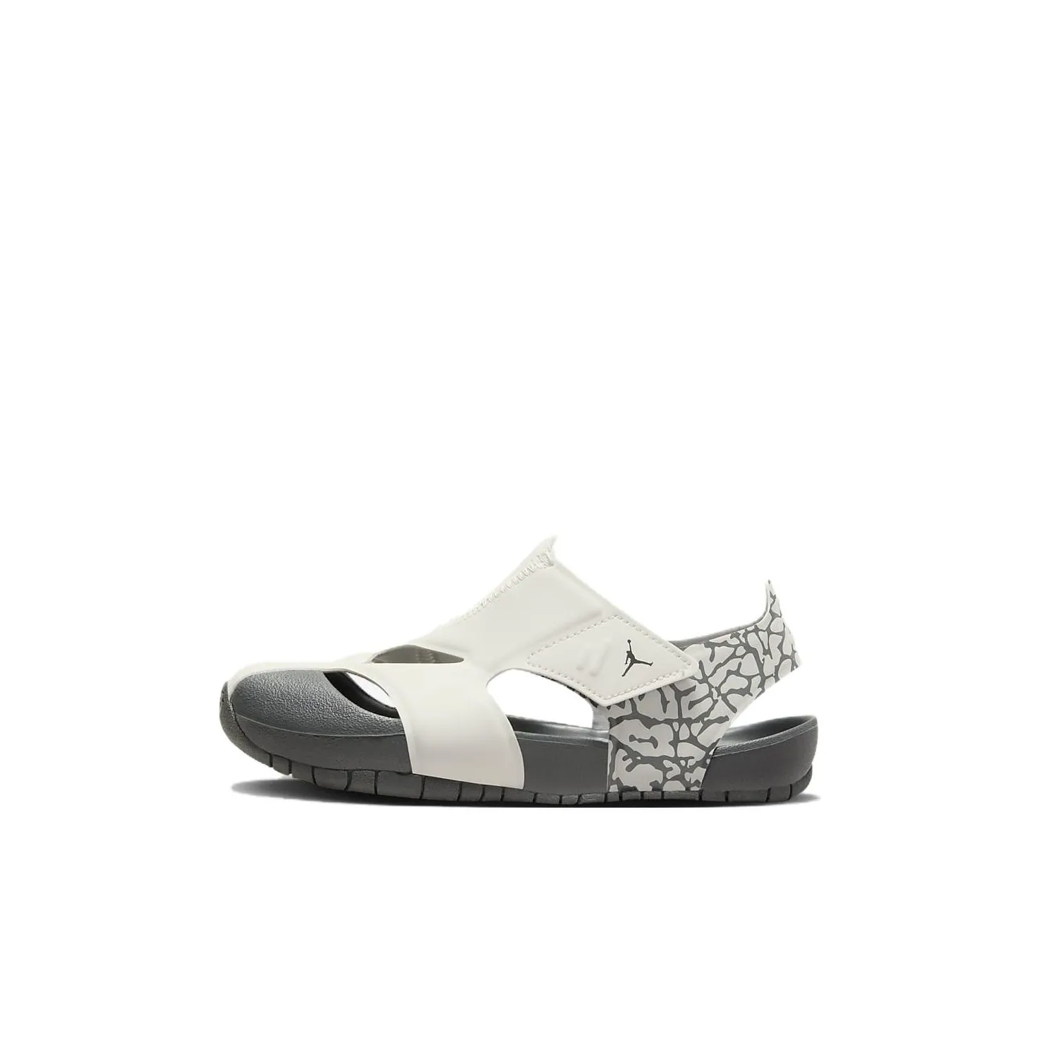 Джордан Flare Нижняя юбка Резистентная Анти-KICK Детские Сандалии Бело-серые для детей 3-7 лет