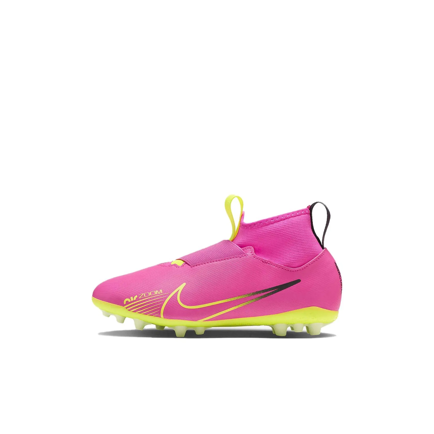 Nike Mercurial Superfly 9 ACADEMY AG Slip Резистентность Амортизация Отскок Поддержка MID Топ Футбольные бутсы Розовый Желтый Детский