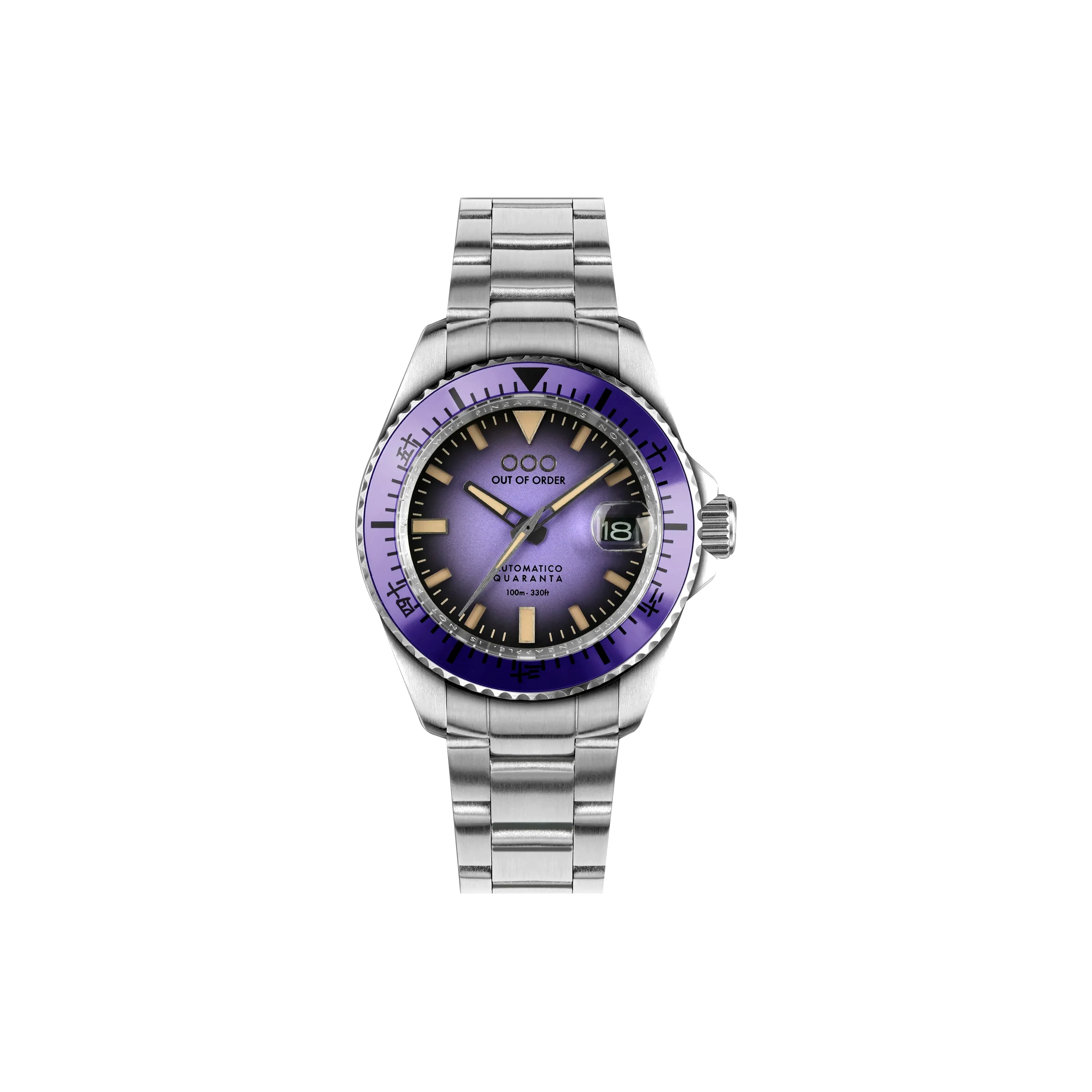 OUT OF ORDER Wrist Watch Automatic Mechanical Movement Purple Watch Dial Men's Watches