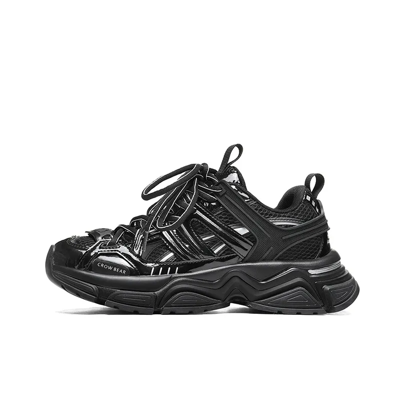 Crow Bear Low Top Chunky Sneakers Unisex Urban Black