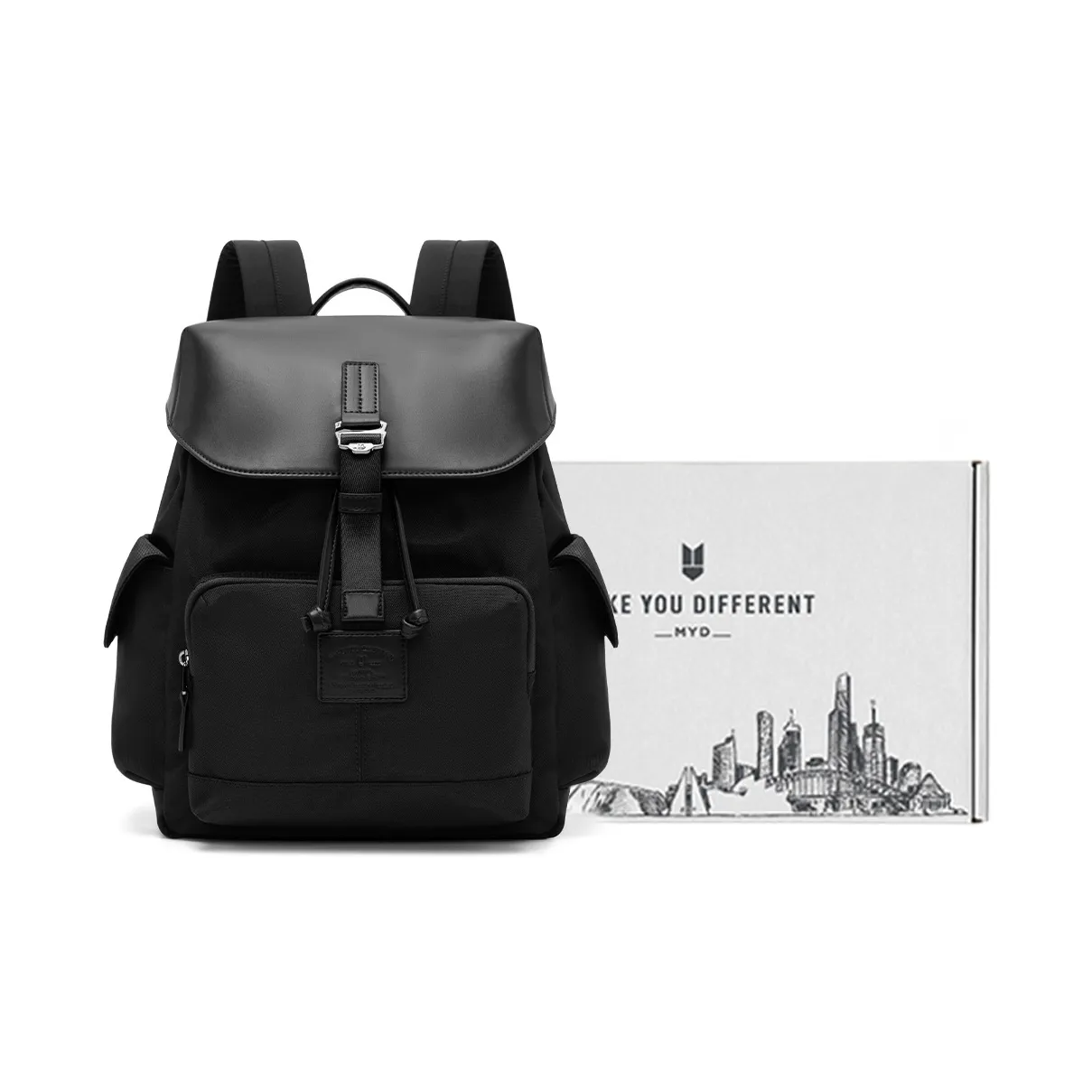 MYD Microfiber Synthetic Leather 13 Дюйм Laptop Backpack Standard Women's Black Dark Blue