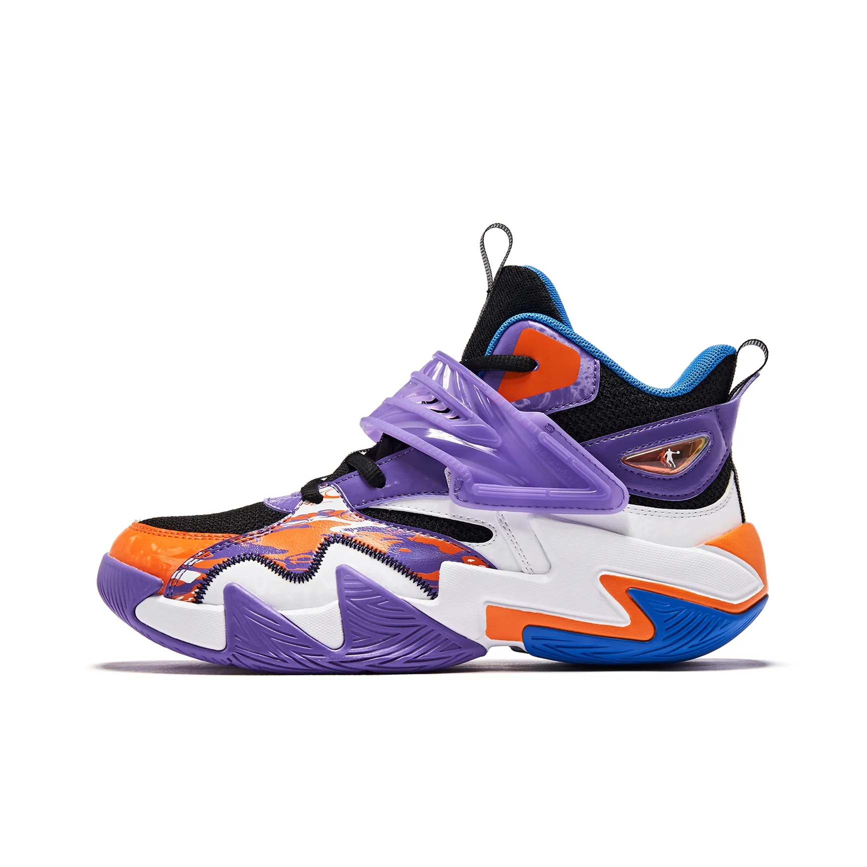 QIAODAN Противоскользящие Устойчивые к износу Низкие Баскетбольные Кроссовки для Детей Пурпурно-оранжевые Подростковые