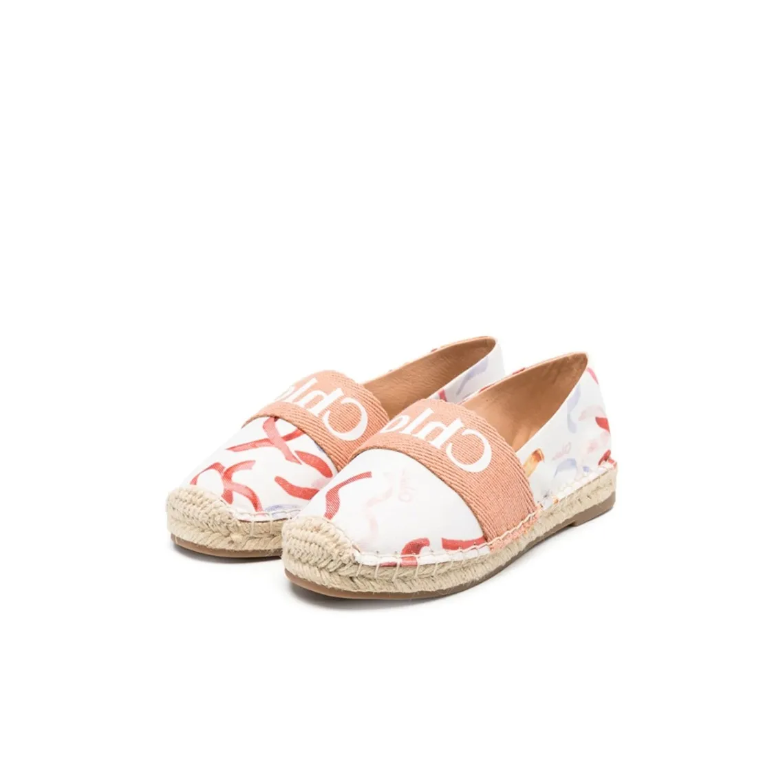 Chloe Устойчивые к истиранию низкие топовые туфли с плоской подошвой белые и розовые детские