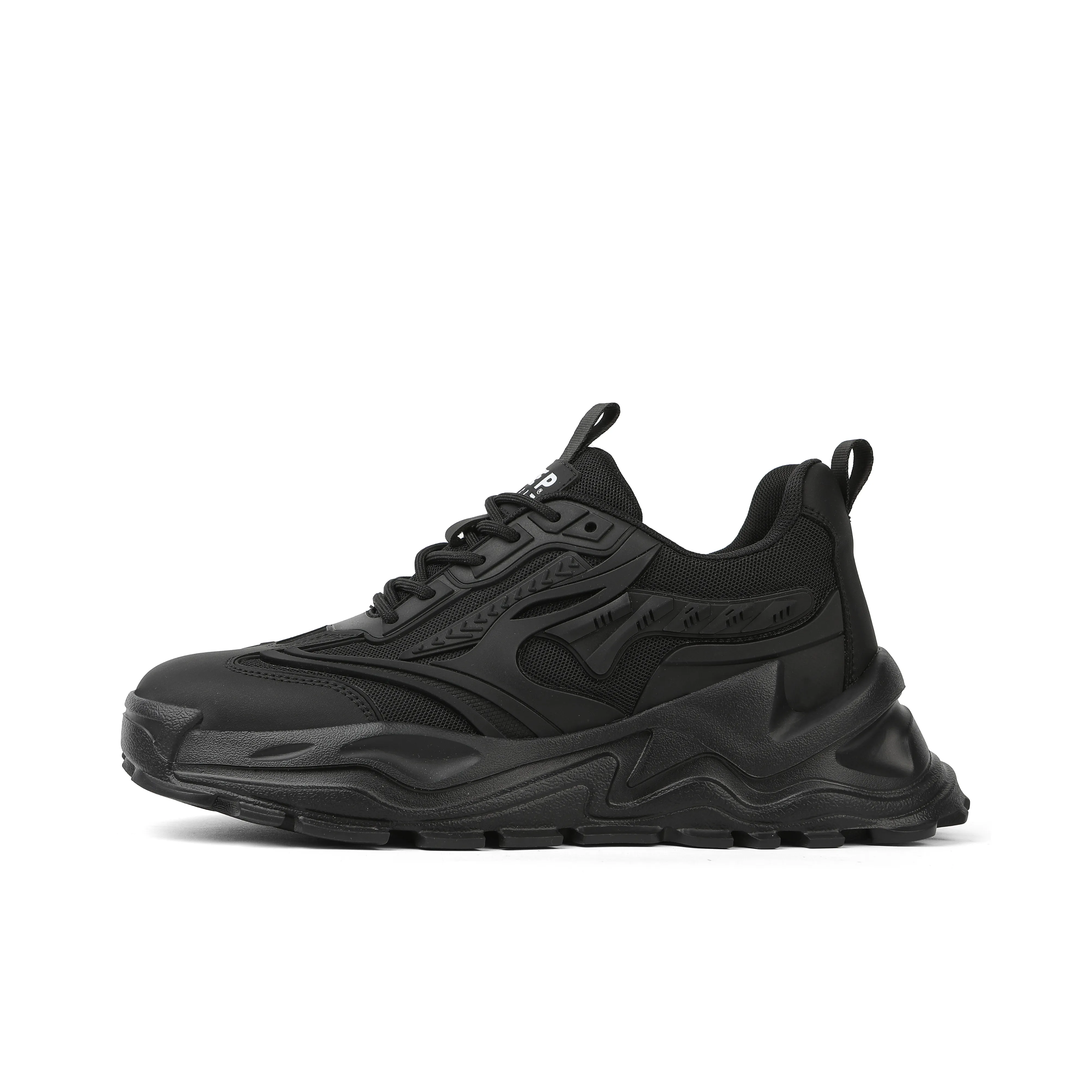 JEEP SPIRIT Black Myth Устойчивый к истиранию Дышащий Увеличивающий Высоту Низкий Топ Кроссовки с Толстой Подошвой Мужские Черные