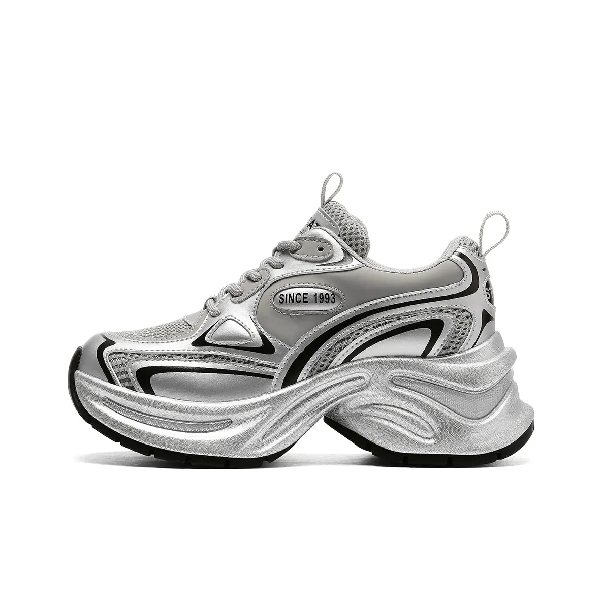 ST&SAT Chunky Sneakers Unisex Low Top Silver/Ecru