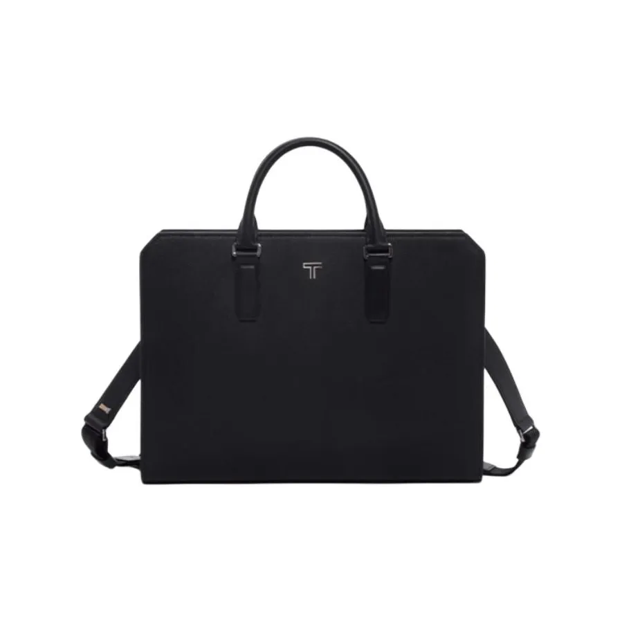 TUMI Cow Leather Portable One Shoulder Crossbody Briefcases Medium Size Men's Black