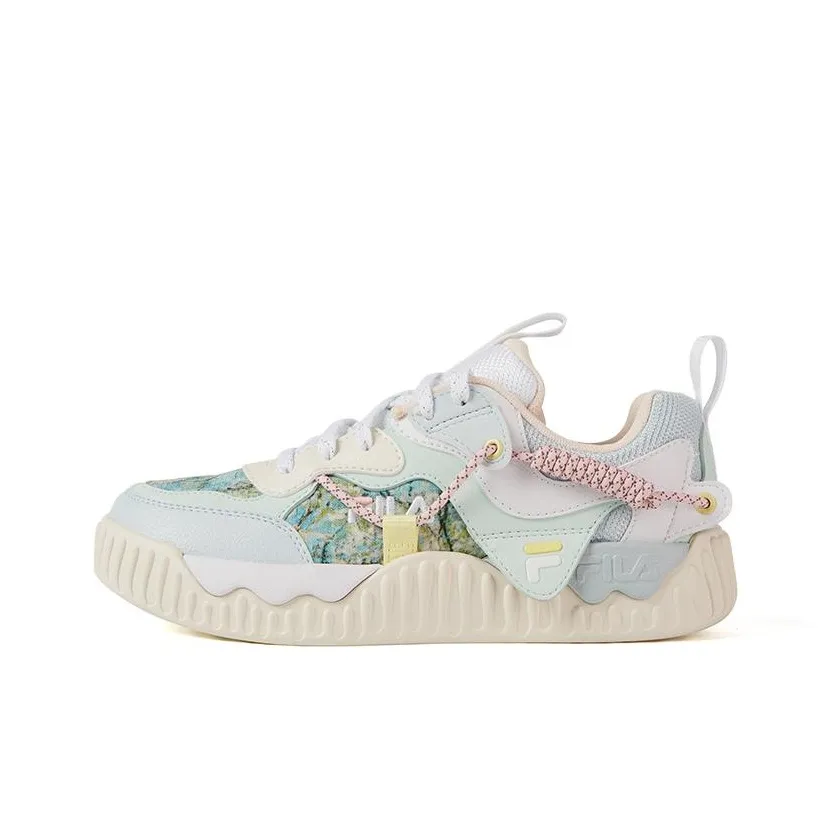 FILA KIDS Van Gogh Museum 2.0 Low Top Kids' Skateboarding Shoes Cyan White