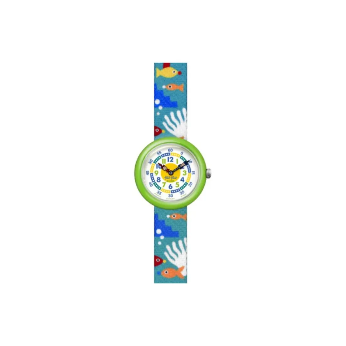 SWATCH Flik Flak Feifei Series Кварцевый механизм Детские часы 32 мм Белый циферблат Пластиковый корпус Часы Нейлоновый ремешок