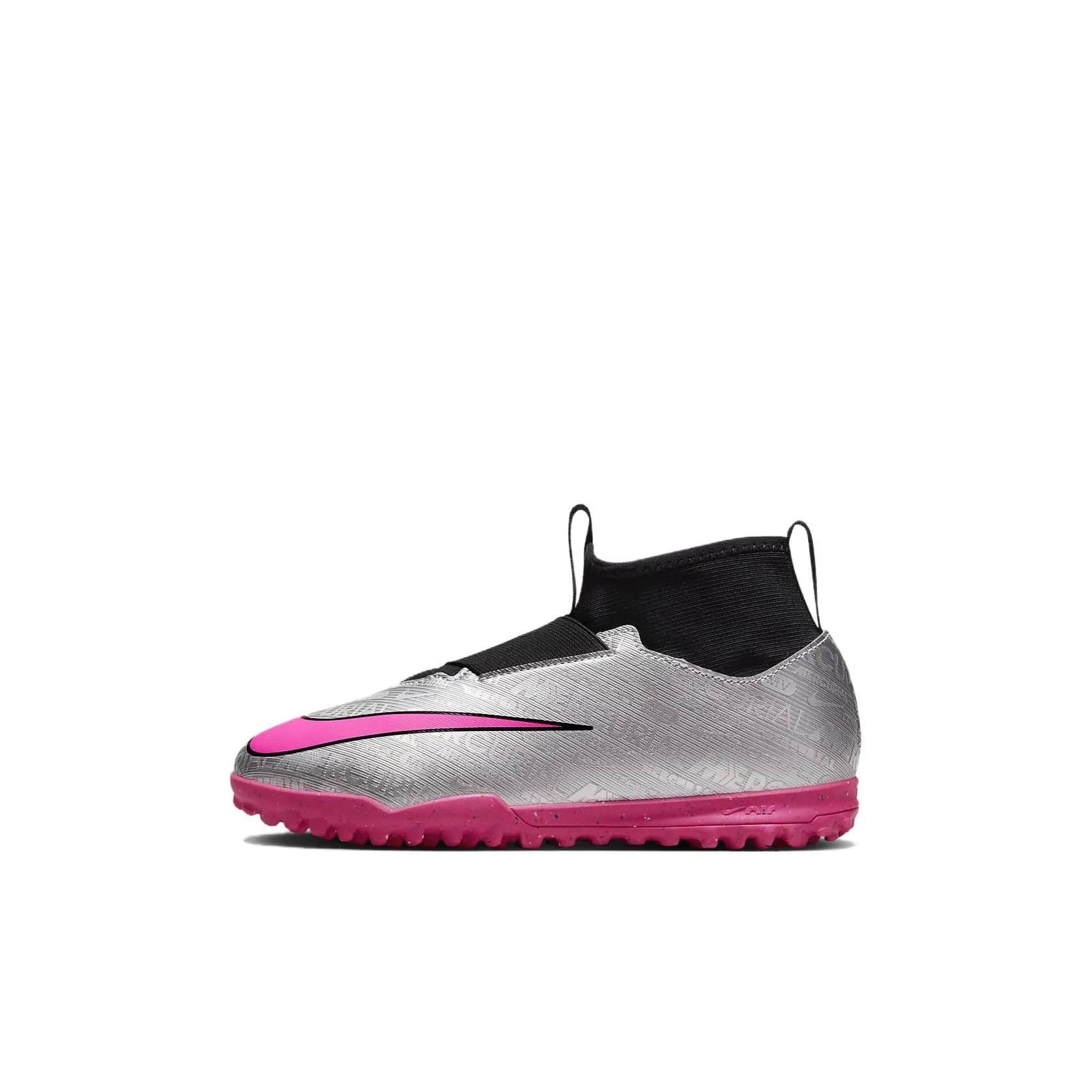 Nike Zoom Mercurial Superfly 9 Acad 25 TF противоскользящие анти-KICK MID футбольные бутсы с верхом серебристо-розовые детские