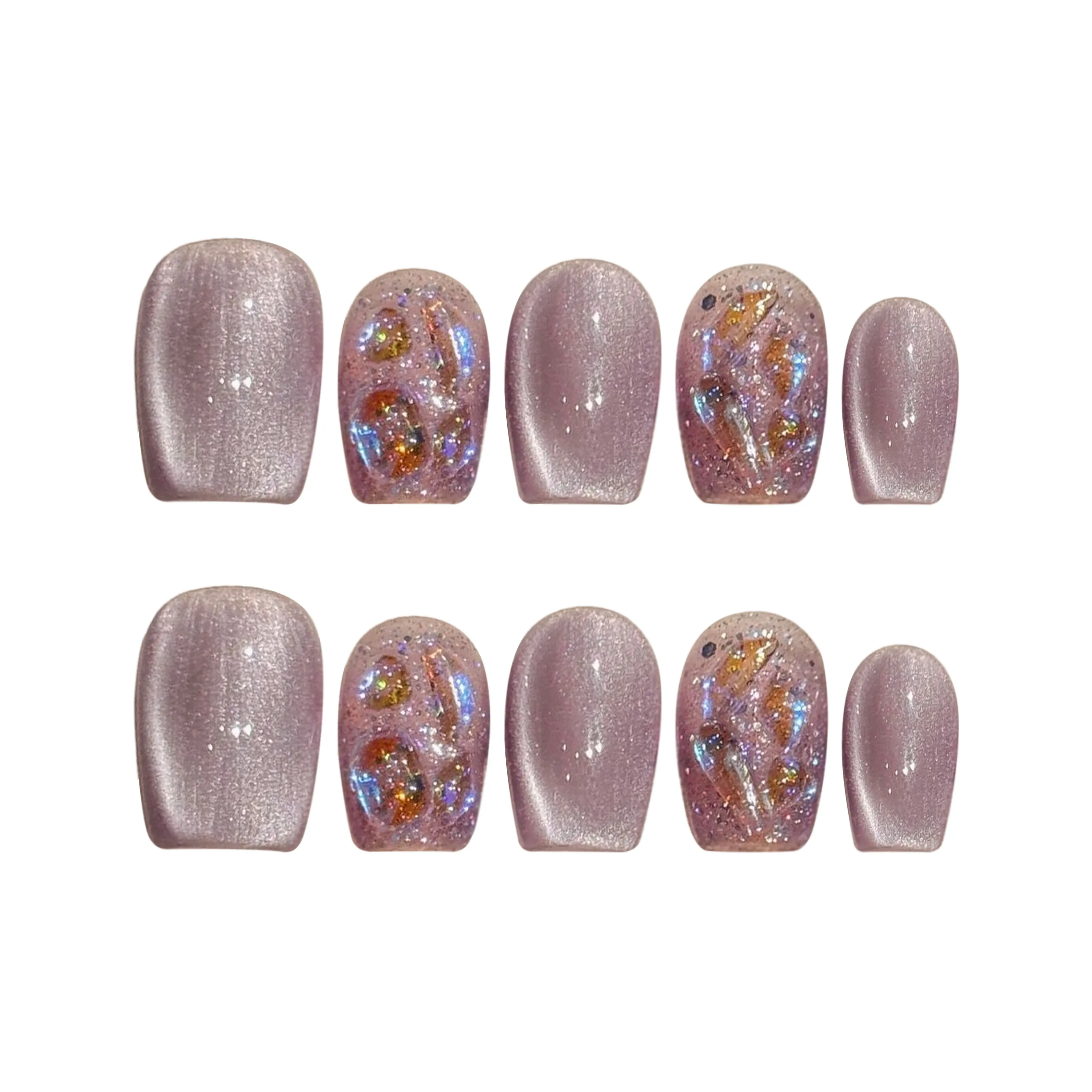 Yun Yue Joe Мягкий фиолетовый Pure Desire Таро фиолетовый Розовый Блестки Мелкие блестки False Nail Короткий LADDER Розово-фиолетовый Smudge 15mm