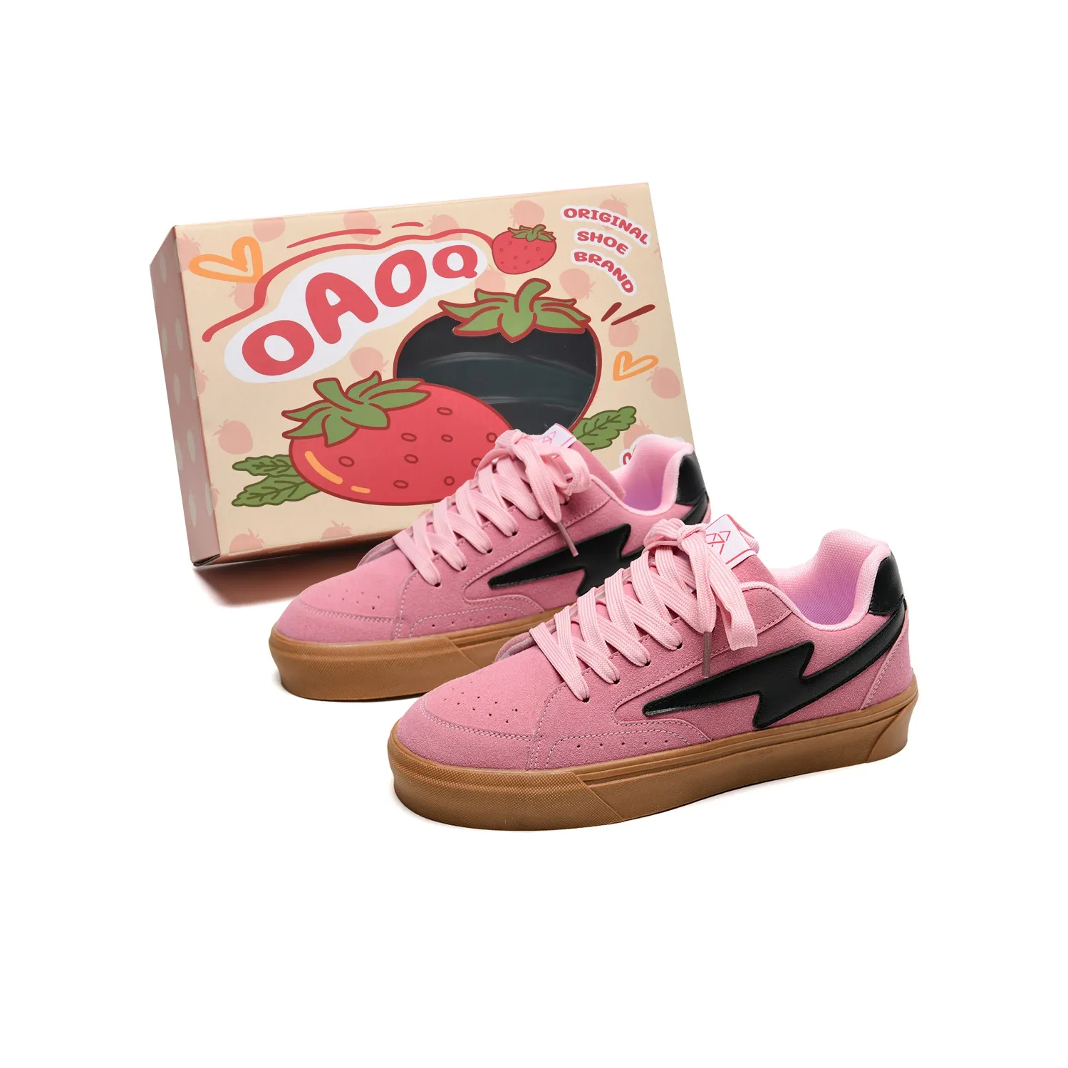 OAOQ Низкий топ Скейтборд Кроссовки Унисекс Пастельно-розовый